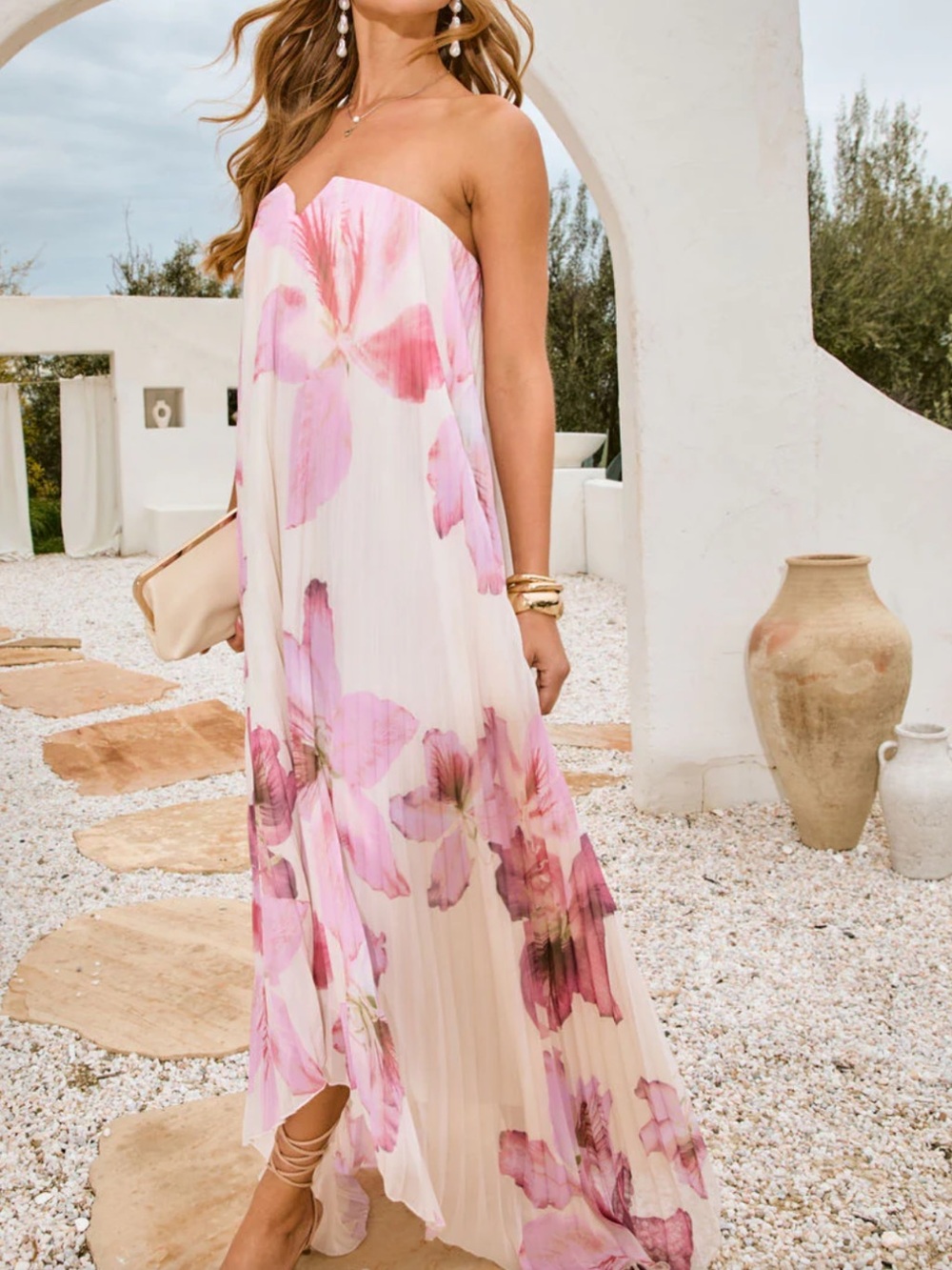 Drift Rose Pleated High-Low Maxi Dress By VICI - Picture 15 of 16
